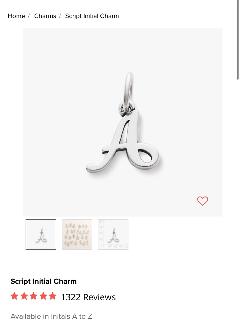 Letter A charm